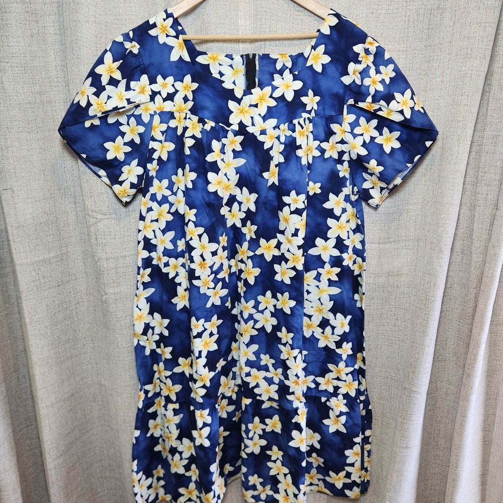 VTG Royal Creations Floral Dress‎ 4XL Blue Hawaiian MuuMuu Plus Size Luau Resort